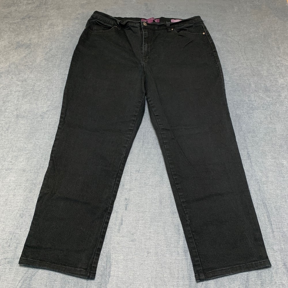 Gloria Vanderbilt Amanda Chino Pants Womens 18 Short 33/27 Black Cotton Mid Rise